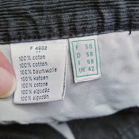 Lacoste Mens Corduroy Pants Size W37 L33 Dark Gray Casual Trousers Button Fly - Picture 5 of 10